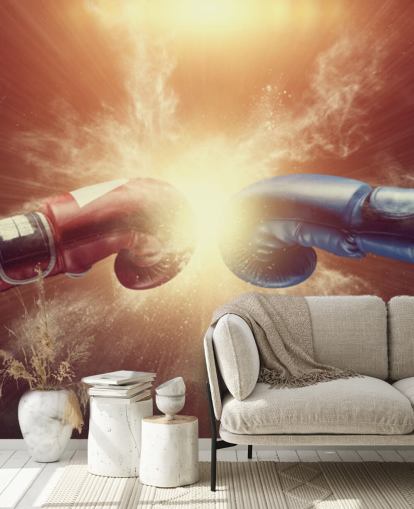 mural rojo y azul de boxeo llamado Respect for gyms and teen bedrooms 