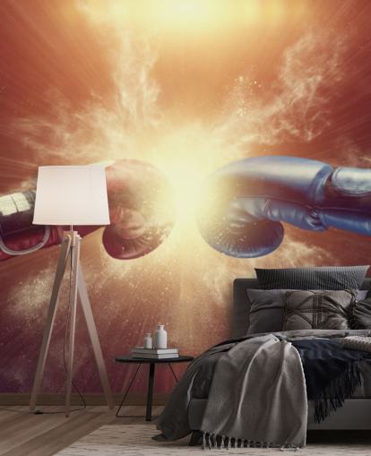 mural rojo y azul de boxeo llamado Respect for gyms and teen bedrooms 