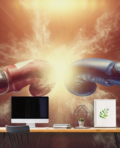 red and blue boxing wallpaper mural called Respect for gyms and teen bedrooms 