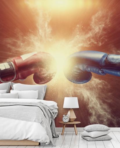 mural rojo y azul de boxeo llamado Respect for gyms and teen bedrooms 