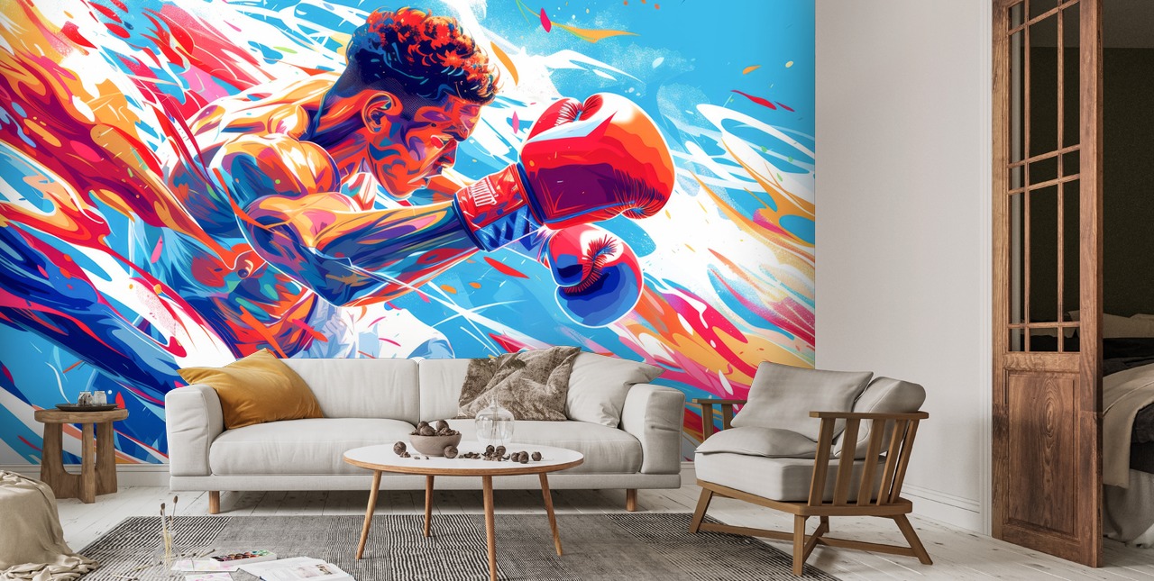Boxing Champ Wallpaper Mural | Wallsauce UK