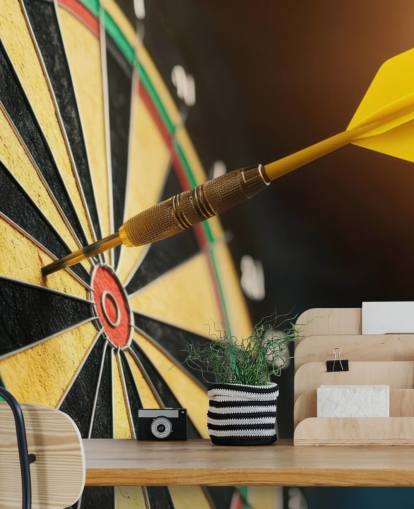 carta da parati ravvicinata con freccette chiamata Dart Board per camere da letto, sale giochi e aziende