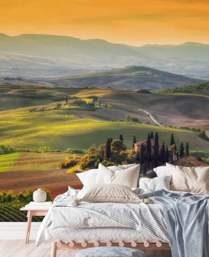 Carta da Parati Paesaggio della Toscana nella calda sera