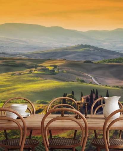 Tuscany Landscape in the Warm Evening Wallpaper