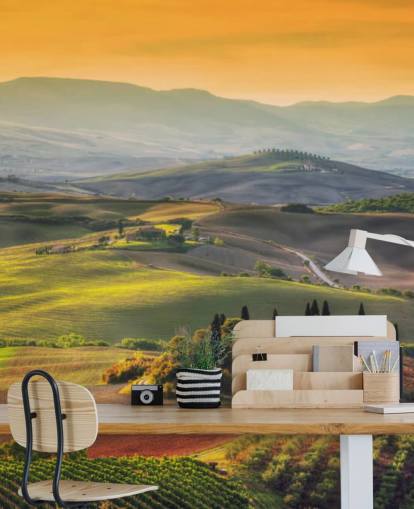 Carta da Parati Paesaggio della Toscana nella calda sera Carta da Parati Paesaggio della Toscana nella calda sera