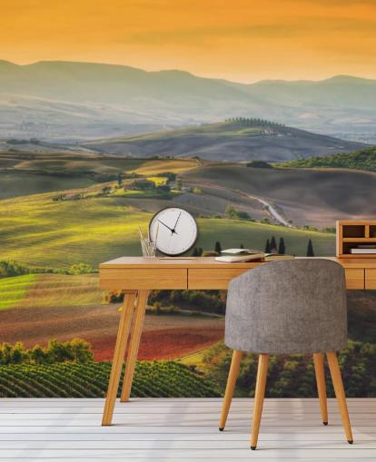 Carta da Parati Paesaggio della Toscana nella calda sera