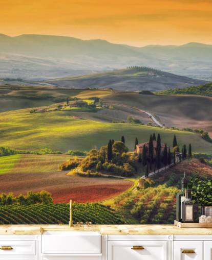 Tuscany Landscape in the Warm Evening Wallpaper