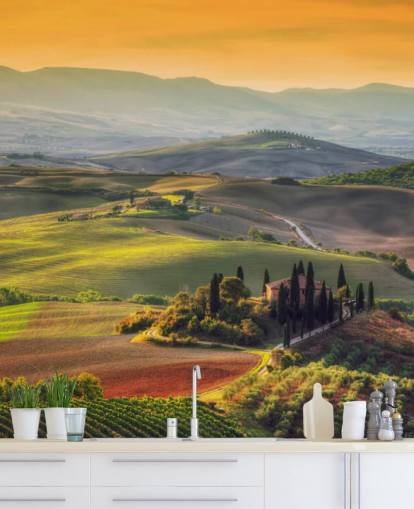 Toscana Landskap i den varme kvelden tapet