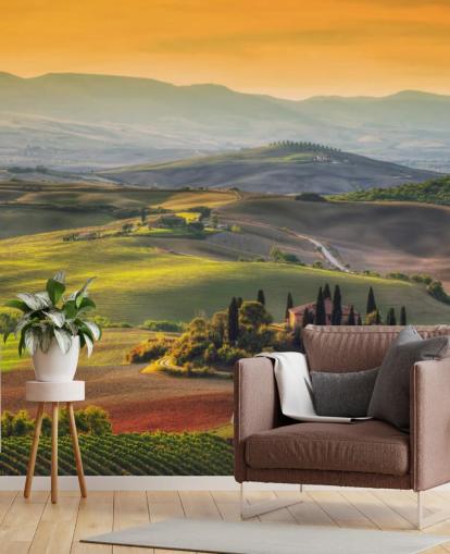 Paisaje toscano en la cálida tarde fondo de pantalla