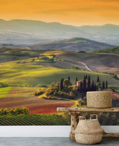 Tuscany Landscape in the Warm Evening Wallpaper Tuscany Landscape in the Warm Evening Wallpaper