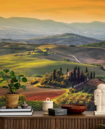 Carta da Parati Paesaggio della Toscana nella calda sera Carta da Parati Paesaggio della Toscana nella calda sera