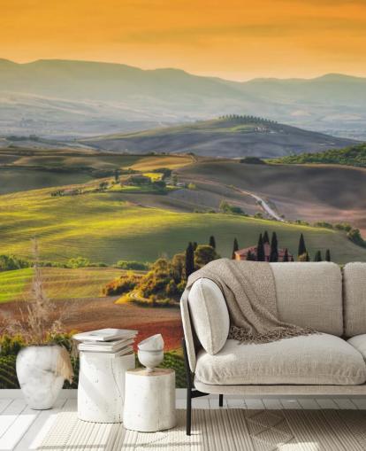 Tuscany Landscape in the Warm Evening Wallpaper Tuscany Landscape in the Warm Evening Wallpaper