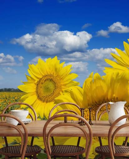 Carta da parati con girasoli gialli