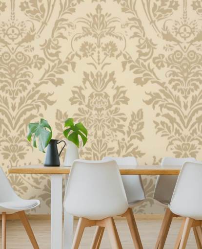 papier peint beige à motif personnalisable appelé Beige Damask pour les chambres, les salons et les couloirs papier peint beige à motif personnalisable appelé Beige Damask pour les chambres, les salons et les couloirs