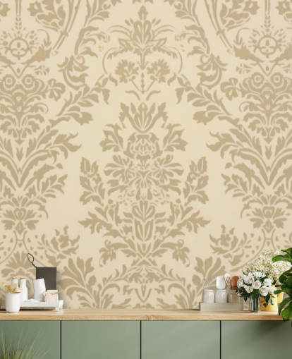 carta da parati beige personalizzabile chiamata Beige Damask per camere da letto, salotti e corridoi carta da parati beige personalizzabile chiamata Beige Damask per camere da letto, salotti e corridoi