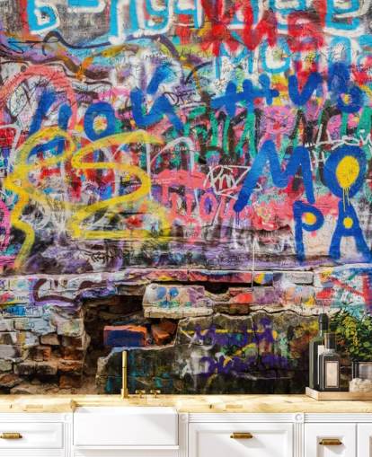 colorful custom graffiti wallpaper mural called Grunge Graffiti for a teen's bedroom colorful custom graffiti wallpaper mural called Grunge Graffiti for a teen's bedroom