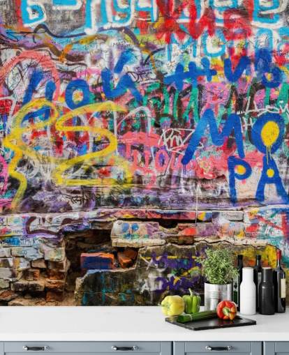 papier peint graffiti personnalisé coloré appelé Grunge Grunge Graffiti pour la chambre d'un adolescent papier peint graffiti personnalisé coloré appelé Grunge Grunge Graffiti pour la chambre d'un adolescent
