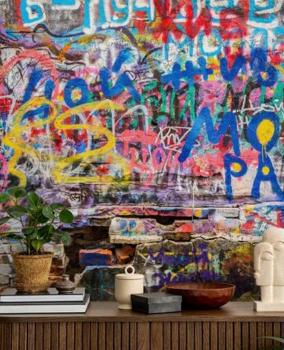 papier peint graffiti personnalisé coloré appelé Grunge Grunge Graffiti pour la chambre d'un adolescent