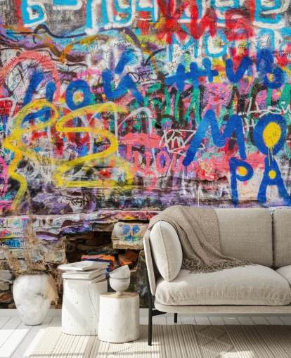 colourful custom graffiti wallpaper mural called Grunge Graffiti for a teen's bedroom colourful custom graffiti wallpaper mural called Grunge Graffiti for a teen's bedroom