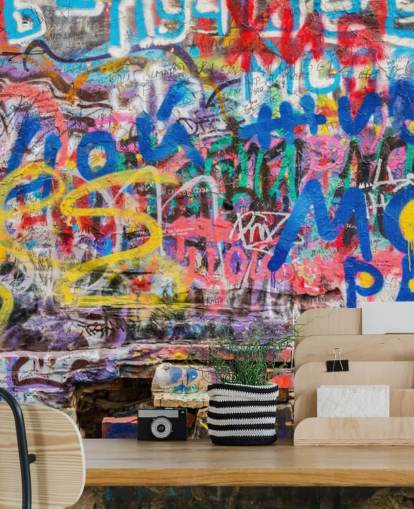 farbenfrohes individuelles Graffiti-Tapeten-Wandbild namens Grunge Graffiti für ein Jugendzimmer