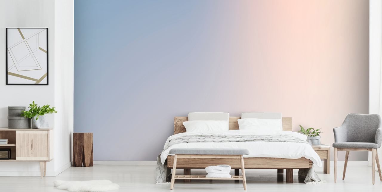 sininen ja vaaleanpunainen ombre-taustakuvamaalaus nimeltä Blue and Pink Gradient makuuhuoneisiin ja olohuoneisiin