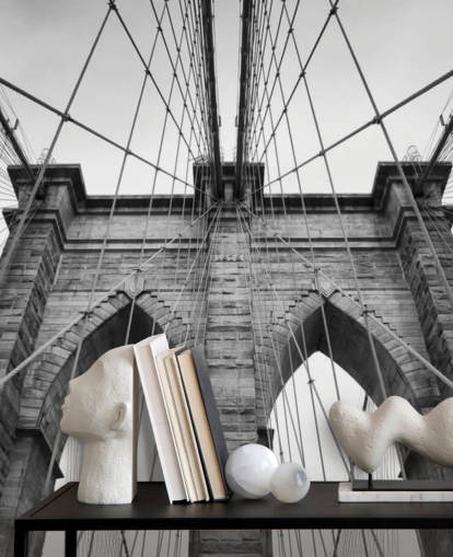 Brooklyn Bridge yksityiskohtaisesti Taustakuva seinämaalaus