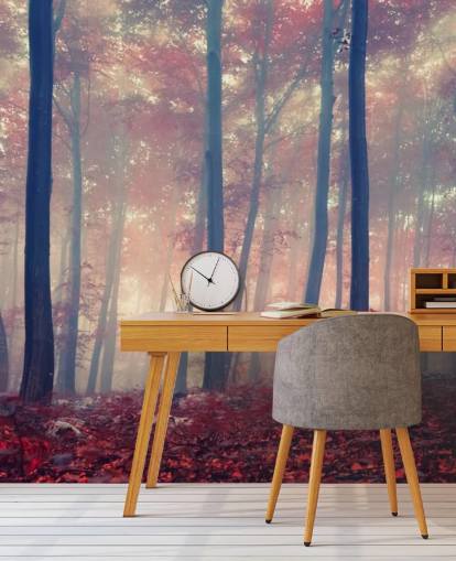 Red Leafed Forest Floor Wallpaper