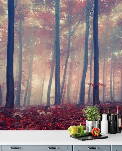 Red Leafed Forest Floor Wallpaper