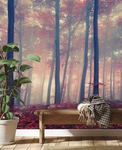 Red Leafed Forest Floor Wallpaper