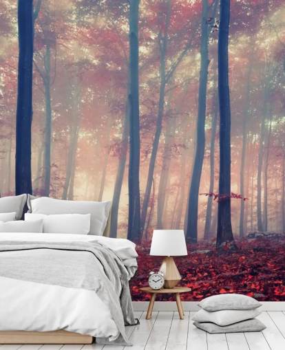 Red Leafed Forest Floor Wallpaper