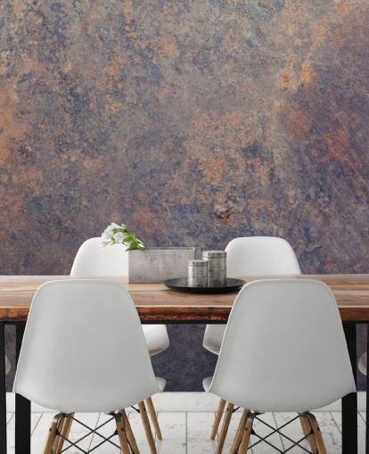 mural de papel pintado de óxido personalizado de color púrpura llamado Purple Corrosion para cocinas 