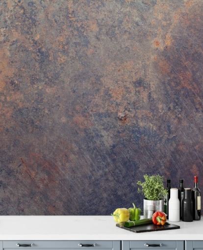 purple custom rust wallpaper mural called Purple Corrosion for kitchens 