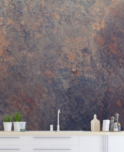 lila kundenspezifische Rosttapete namens Purple Corrosion für Küchen 