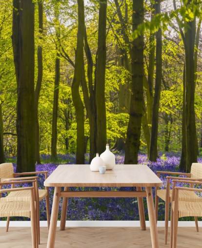 green and purple forest wallpaper mural called Sunlite Blue Wood for bedrooms and lounges green and purple forest wallpaper mural called Sunlite Blue Wood for bedrooms and lounges