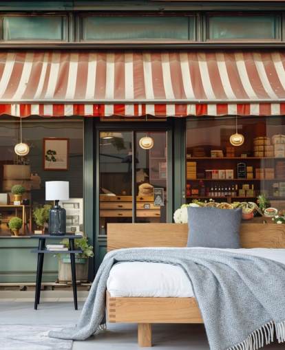 tilpassbar vintage fasadetveggmaleri kalt Retro Shopfront for omsorgsboliger