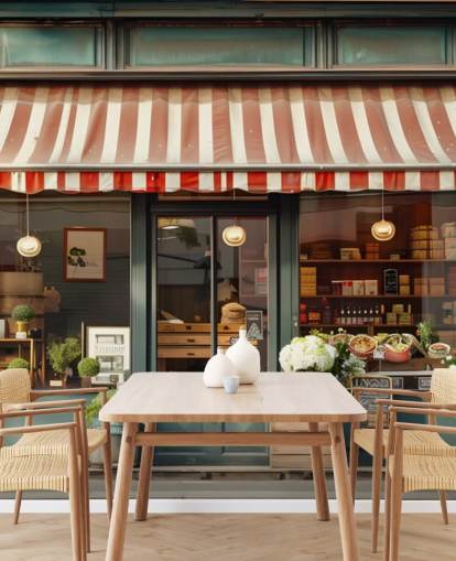 räätälöitävä vintage-julkisivun taustakuvamaalaus nimeltä Retro Shopfront hoivakodeille räätälöitävä vintage-julkisivun taustakuvamaalaus nimeltä Retro Shopfront hoivakodeille