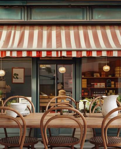 anpassbares Vintage-Fassadentapeten-Wandbild namens Retro Shopfront für Pflegeheime