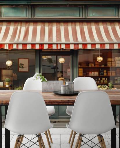 tilpasselig vintage facade tapet vægmaleri kaldet Retro Shopfront til plejehjem