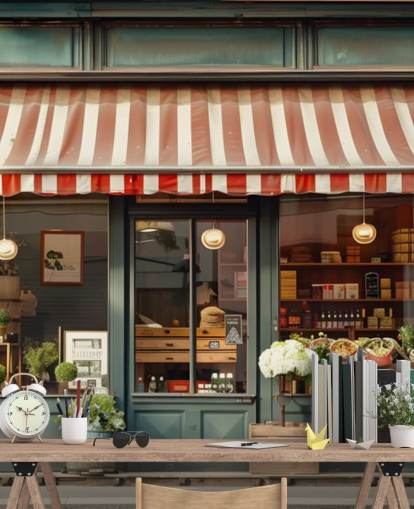 mural de papel pintado de fachada vintage personalizable llamado Retro Shopfront para residencias de ancianos mural de papel pintado de fachada vintage personalizable llamado Retro Shopfront para residencias de ancianos