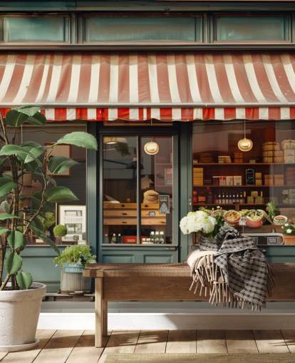 tilpasselig vintage facade tapet vægmaleri kaldet Retro Shopfront til plejehjem