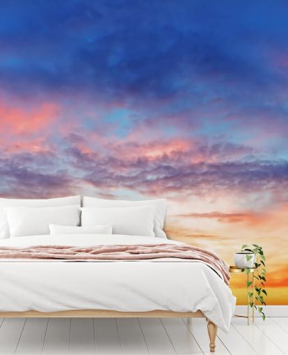 Blue and Orange Passionate Sunset Wall Mural