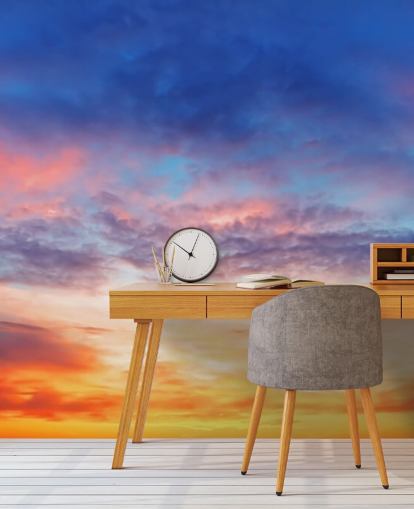 Blue and Orange Passionate Sunset Wall Mural