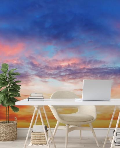 Décoration murale passionnée de coucher de soleil bleu et orange