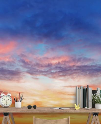 Blue and Orange Passionate Sunset Wall Mural
