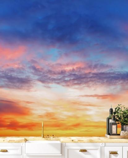Blue and Orange Passionate Sunset Wall Mural