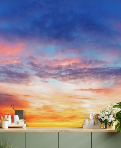 Blue and Orange Passionate Sunset Wall Mural Blue and Orange Passionate Sunset Wall Mural