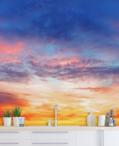 Mural de pared Atardecer apasionado en azul