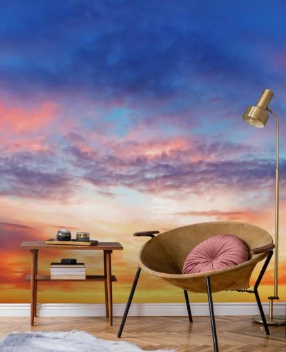 Decorazione murale con tramonto appassionato blu e arancione Decorazione murale con tramonto appassionato blu e arancione