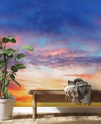 Blue and Orange Passionate Sunset Wall Mural