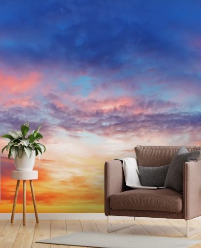 Blue and Orange Passionate Sunset Wall Mural